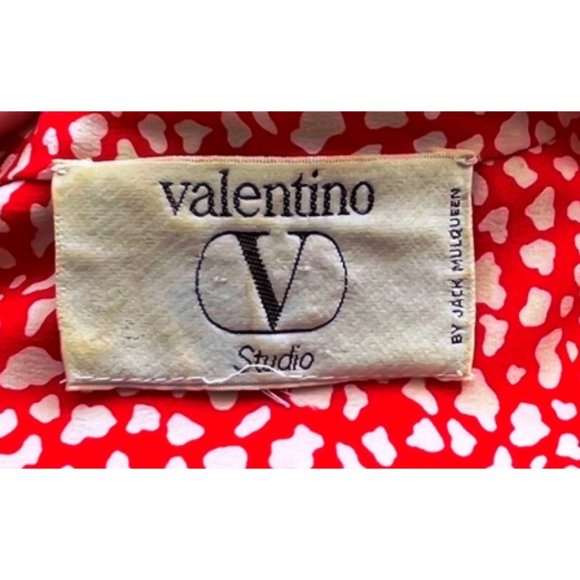 Authentic Vintage Valentino Studio Red White Dress By Jack Mulqueen Silk Unsized - Picture 5 of 9